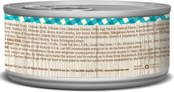 Purrfect Bistro Grain-free Duck Pate Canned Cat Food 5.5-oz
