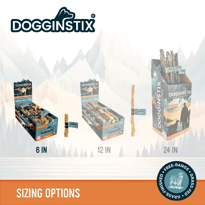 Dogginstix Braided Lamb Collagen 6-inch size comparison