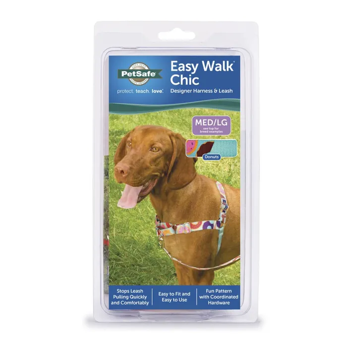 Easy Walk Chic Designer Harness/leash Md/lg Donuts