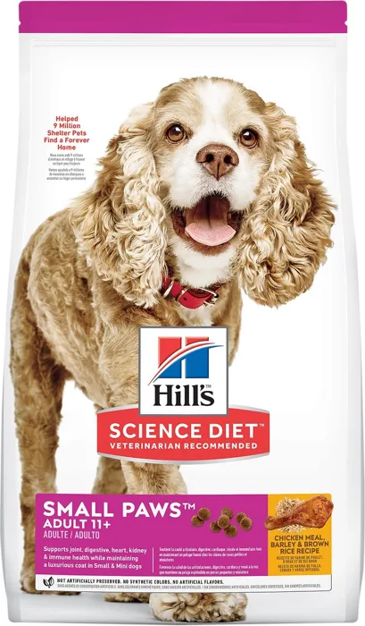 Adult 11+ Small Paws Chicken Meal, Barley & Brown Rice Recipe Dry Dog Food 4.5-Lb