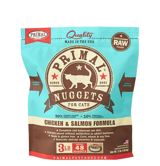 Raw Frozen Feline Chicken & Salmon Formula Nuggets Cat Food 3-Lb